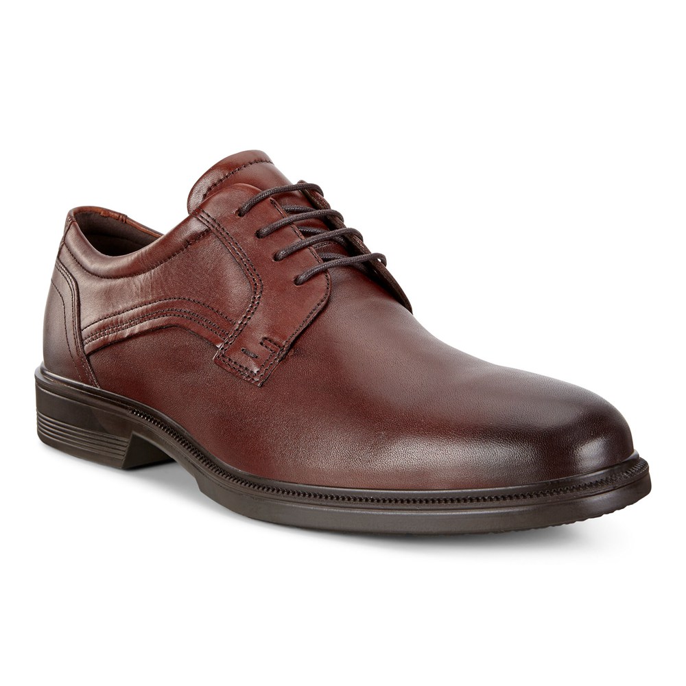 Zapatos De Vestir Hombre - ECCO Lisbon Plain Toe Tie - Marrom - CAM720964